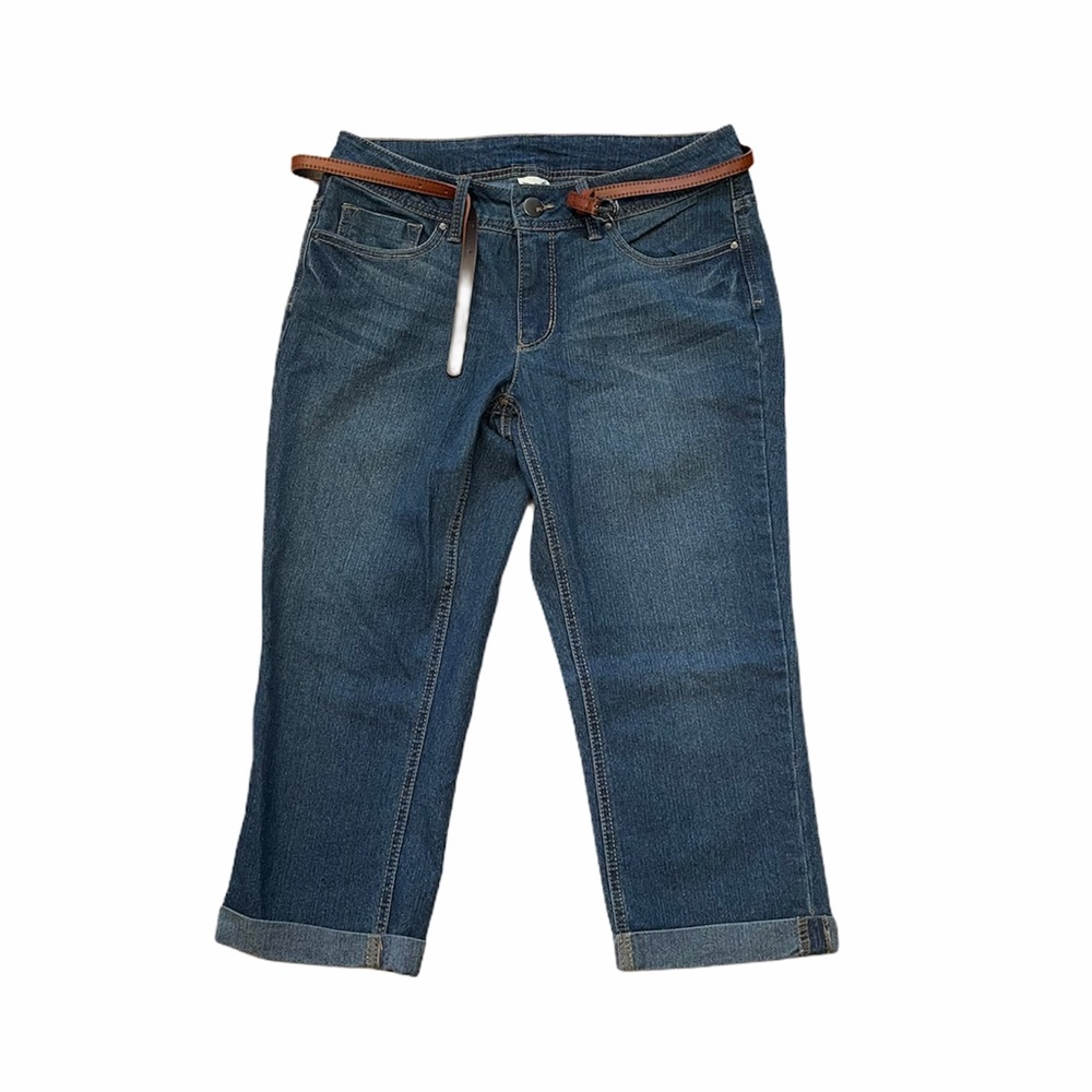 NWOT Faded Glory Denim Capris With Belt